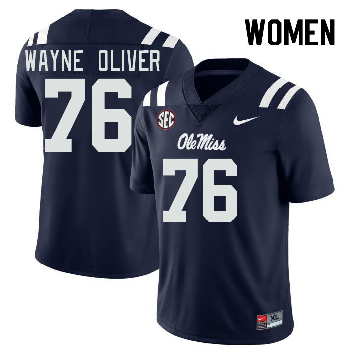 Women #76 John Wayne Oliver Ole Miss Rebels College Football Jerseys Stitched-Navy